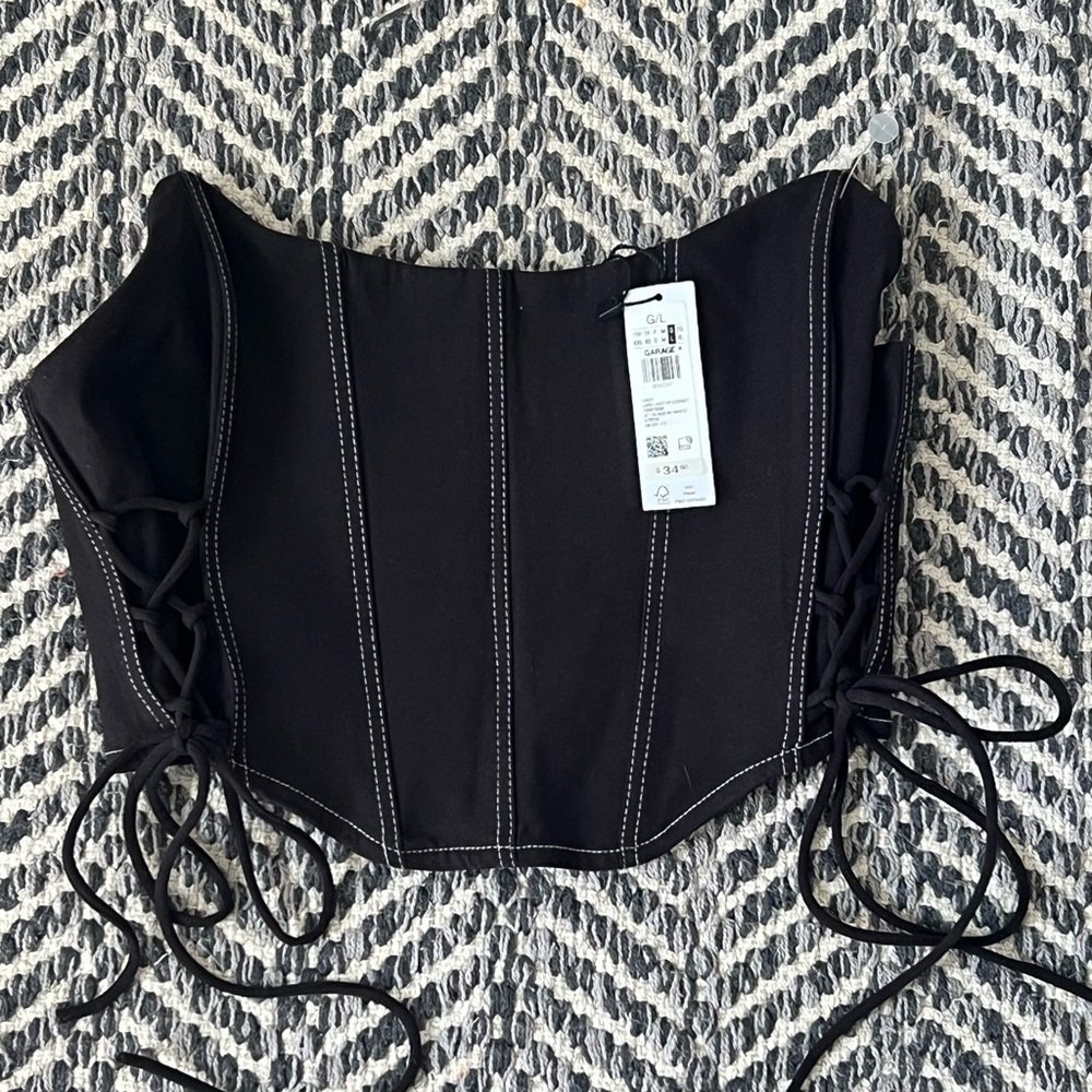 Black Corset Top with Lace-Up Sides
